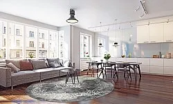 Rund Teppich - Santi (dunkelgrau/weiß)