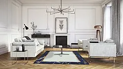 Wilton-Teppich - Cerasia (blau/weiß/gold)