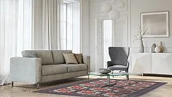 Wilton-Teppich - Florina (grau/blau/orange)