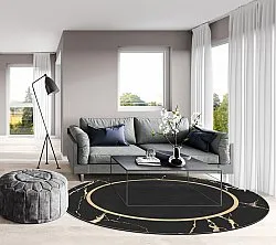 Tapis rond - Cerasia (noir/doré)