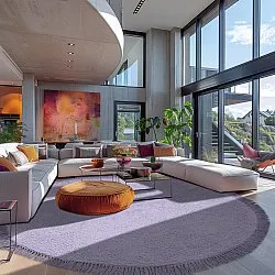 Runde Teppiche - Alba Natural Cotton Shaggy (lila)