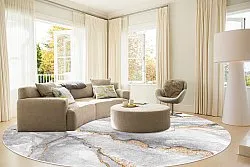 Tapis rond - Genova (gris/blanc/doré)