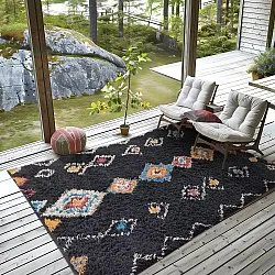 Hochflorteppiche - Marden Natural Cotton Shaggy (schwarz/multi)