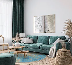 Rund Teppich - Pavoa (blau)