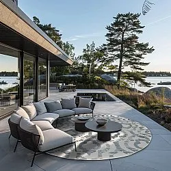 Runde Teppiche - Indoor/Outdoor Trenton (weiß/blau)