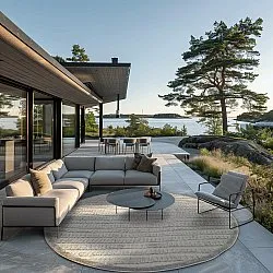 Runde Teppiche - Indoor/Outdoor Kendall (cream/grau)