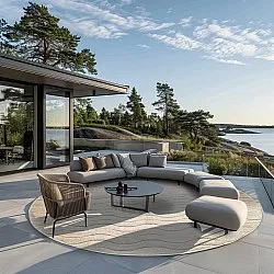 Tapis rond - Intérieur/Extérieur Baltimore (crème)