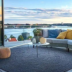 Runder Juteteppich - Amasia (blau)