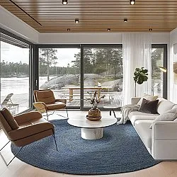 Runder Juteteppich - Amasia (blau)