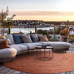 Runder Juteteppich - Amasia (kastanie)