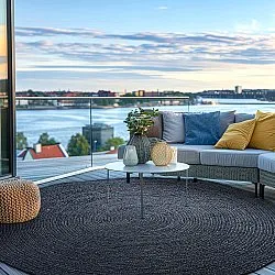 Runder Juteteppich - Amasia (dunkelblau)