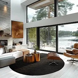 Runder Juteteppich - Amasia (schwarz)