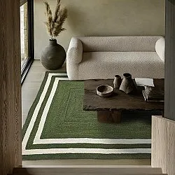 Juteteppich - Jessore (militärgrün/weiß)