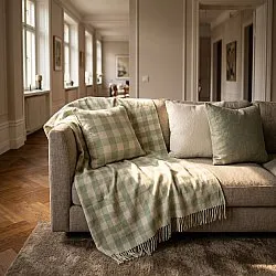 Decken - Isela check cotton throw (cremefarben/hellgrün)