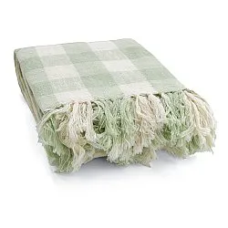 Decken - Isela check cotton throw (cremefarben/hellgrün)