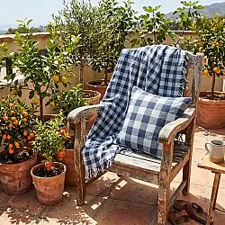 Decken - Isela check cotton throw (marineblau/hellblau)