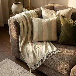 Taie d'oreiller - Kora stripe cotton cushion cover (crème/vert clair)