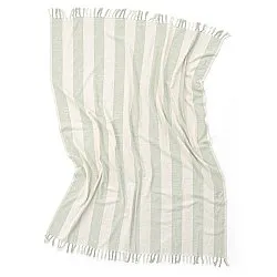 Couvertures - Kora stripe cotton throw (crème/vert clair)