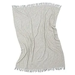 Decken - Rumi stripe cotton throw (creme/marineblau/hellgrün)