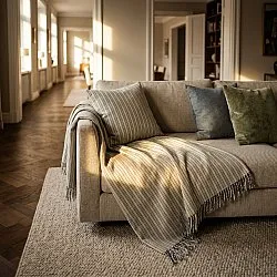 Decken - Rumi stripe cotton throw (creme/marineblau/hellgrün)