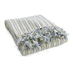 Decken - Rumi stripe cotton throw (creme/marineblau/hellgrün)