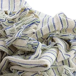 Decken - Rumi stripe cotton throw (creme/marineblau/hellgrün)