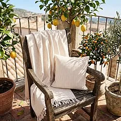 Decken - Rumi stripe cotton throw (cremefarben/rosa/hellblau)