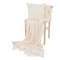 Decken - Rumi stripe cotton throw (cremefarben/rosa/hellblau)