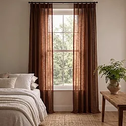 Rideaux Lot de 2 - Rideau mélange lin Lumira (marron foncé)
