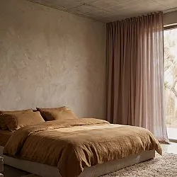 Rideaux Lot de 2 - Rideau mélange lin Lumira (marron foncé)