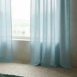 Rideaux Lot de 2 - Rideau mélange lin Lumira (bleu clair)