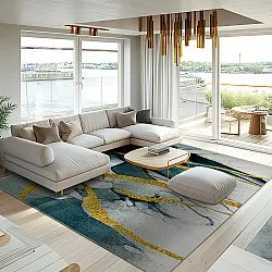 Wilton-Teppich - Alvaro (blau/weiß/gold)