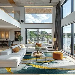 Wilton-Teppich - Alvaro (blau/weiß/gold)