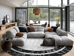 Tapis rond - Amaliada (noir/blanc)