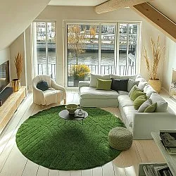 Runde Teppiche - Amberley Natural Cotton Shaggy (grün)