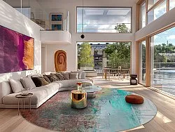 Rund Teppich - Andali (grau/rot/multi)