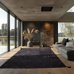 Tapis shaggy - Andrea Natural Cotton Shaggy (noir)