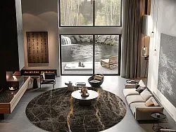 Rund Teppich - Aris (schwarz/gold)