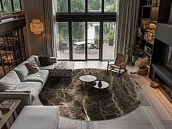 Rund Teppich - Aris (schwarz/gold)