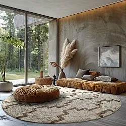 Runde Teppiche - Arlon Natural Cotton Shaggy (beige)