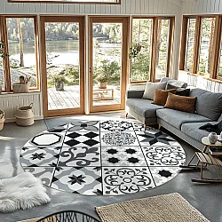 Rund Teppich - Avent (beige/schwarz)