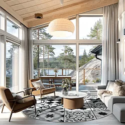 Rund Teppich - Avent (beige/schwarz)