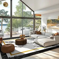 Wilton-Teppich - Avola (schwarz/weiß/gold)