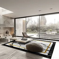 Wilton-Teppich - Avola (schwarz/weiß/gold)