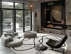 Runde Teppiche - Bavello Natural Cotton Shaggy (offwhite/schwarz)