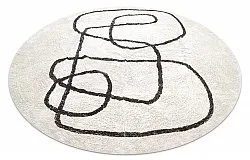 Runde Teppiche - Bavello Natural Cotton Shaggy (offwhite/schwarz)