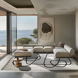 Tapis shaggy - Bavello Natural Cotton Shaggy (blanc cassé/noir)