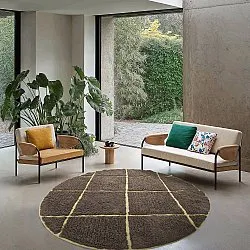 Runde Teppiche - Bellevue Natural Cotton Shaggy (braun/gelb)