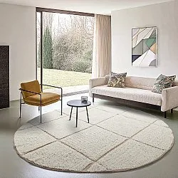 Runde Teppiche - Bellevue Natural Cotton Shaggy (cremefarben/beige)