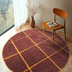 Tapis rond - Bellevue Natural Cotton Shaggy (rouge/orange)